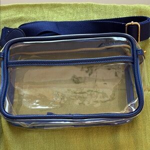 Transparent Crossbody Bag with Blue Accents
